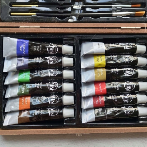 Farby akrylowe Creative Artist wielokolorowe + ołówek i pędzle 144ml 20 szt