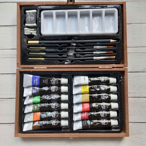 Farby akrylowe Creative Artist wielokolorowe + ołówek i pędzle 144ml 20 szt