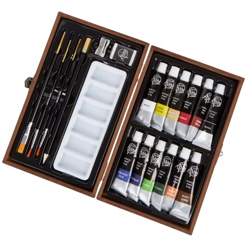 Farby akrylowe Creative Artist wielokolorowe + ołówek i pędzle 144ml 20 szt