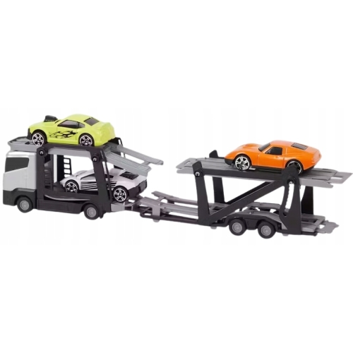 Zestaw: Żółta Laweta 3 Aut Mega Transporter Teamsterz White Orange Yellow