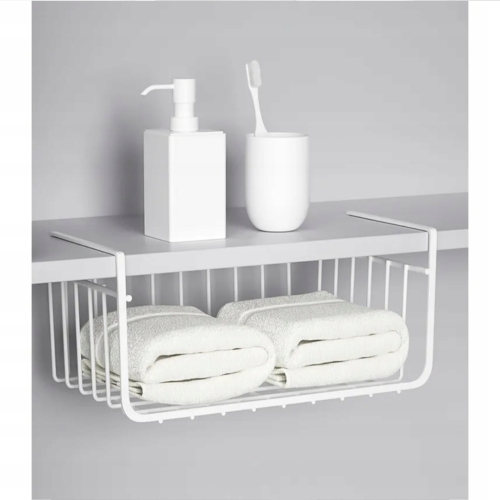KOSZ KOSZYK METALOWY PODWIESZANY ORGANIZER POD PÓŁKĘ 30x26x14cm SZARY 3 szt