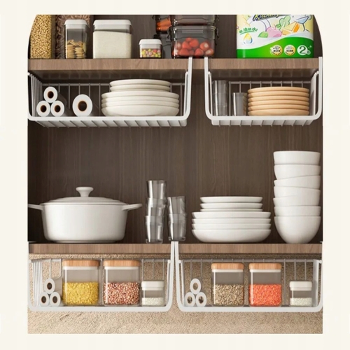 KOSZ KOSZYK METALOWY PODWIESZANY ORGANIZER POD PÓŁKĘ 30x26x14cm SZARY 3 szt
