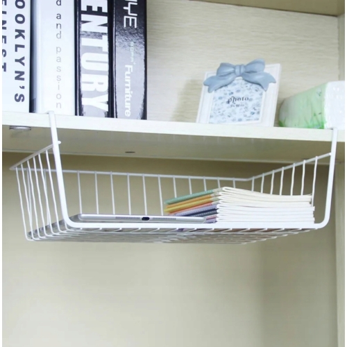 KOSZ KOSZYK METALOWY PODWIESZANY ORGANIZER POD PÓŁKĘ 30x26x14cm SZARY 3 szt