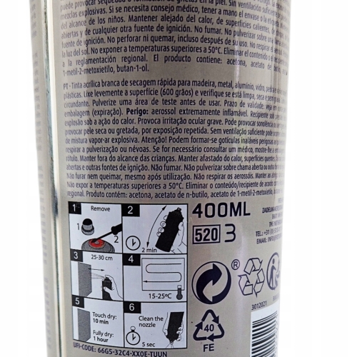 Szybkoschnący bezbarwy lakier akrylowy w sprayu uniwersalny Gloss 400ml