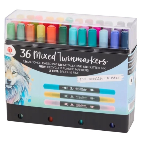 Markery Twin Marker DecoTime Alkohol Metallic Glitter 36 szt. LEW 175-120