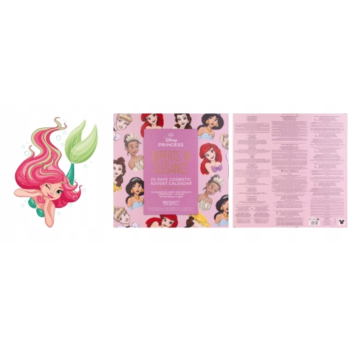 Kalendarz adwentowy Disney Princess 24 kosmetyki dla dzieci Duży kwadratowy