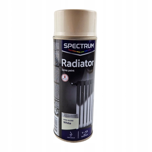 Szybkoschnąca farba lakier spray do grzejników high gloss biała WHITE 400ml