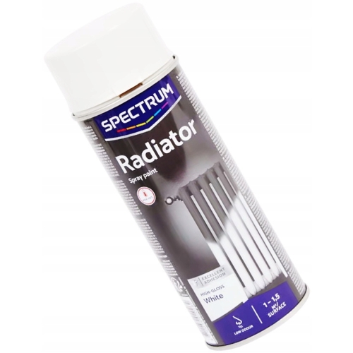 Szybkoschnąca farba lakier spray do grzejników high gloss biała WHITE 400ml