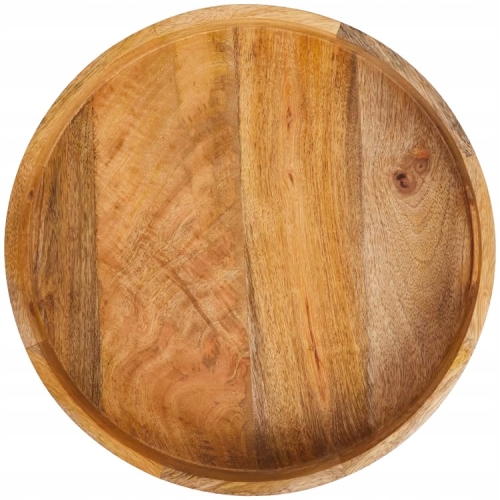 TACA DEKORACYJNA Z NATURALNEGO DREWNA MANGO OKRĄGŁA Z UCHWYTAMI 34 X 4,5 CM