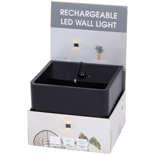 Lampa ścienna czujnik ruchu LED Kwadratowa + możliwość ładowania UsbC Biała