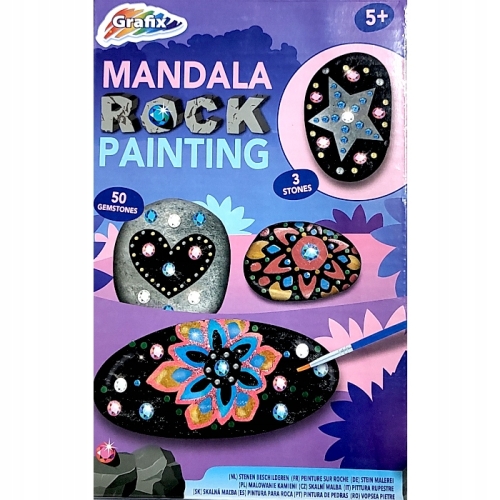 KAMIENIE DO MALOWANIA ZESTAW KREATYWNY brokat farbki naklejki ROCK MANDALA
