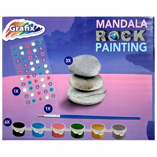 KAMIENIE DO MALOWANIA ZESTAW KREATYWNY brokat farbki naklejki ROCK MANDALA