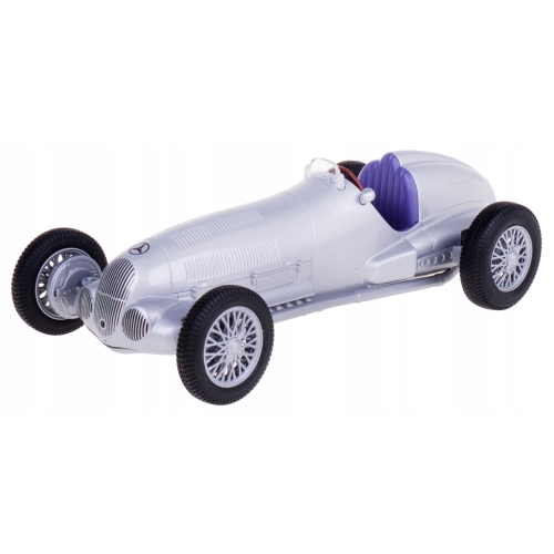 MERCEDES-BENZ W125 1937 METALOWY MODEL SAMOCHODU RESORAK WELLY 1:42 SREBRNY