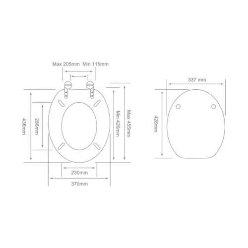 DESKA SEDESOWA UNIWERSALNE METALOWE MOCOWANIE GRUBA MDF 43x37 ULTRA CZARNA