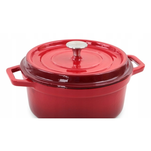 GARNEK ŻAROODPORNY CZERWONY SOLA KITCHEN Z RĄCZKAMI + POKRYWĄ 24 CM 3.5 L