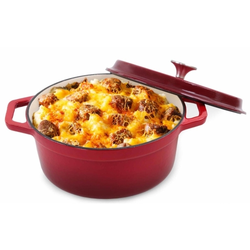 GARNEK ŻAROODPORNY CZERWONY SOLA KITCHEN Z RĄCZKAMI + POKRYWĄ 24 CM 3.5 L