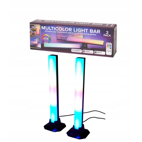 ZESTAW SŁUPKÓW LED MULTICOLOR BAR SET 2 x LAMPA LED RGB LIGHT Z PILOTEM