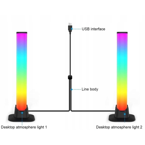 ZESTAW SŁUPKÓW LED MULTICOLOR BAR SET 2 x LAMPA LED RGB LIGHT Z PILOTEM