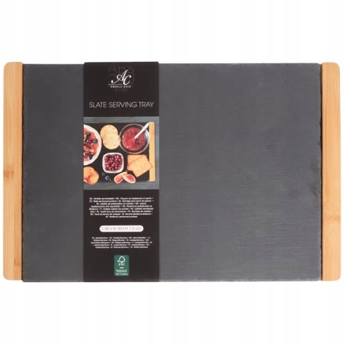 Łupkowa deska do serwowania z kamienia i bambusa Absolu Chic 35 x 20 cm