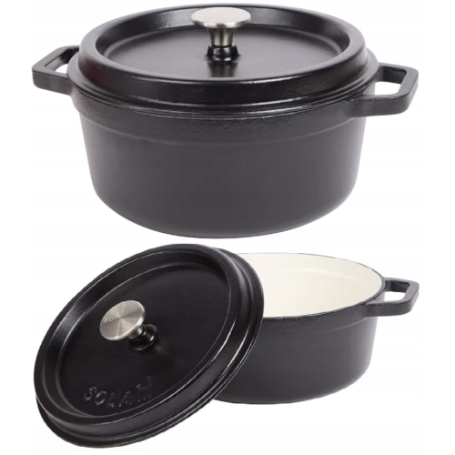GARNEK ŻAROODPORNY BRYTFANNA RĄCZKI UCHWYTY POKRYWA DUŻY 24 CM 3.5 L SOLA
