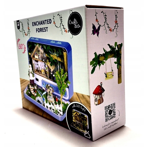 Miniaturowa skrzynka samodzielne składanie ENCHARTED FOREST OGRÓD LED DIY