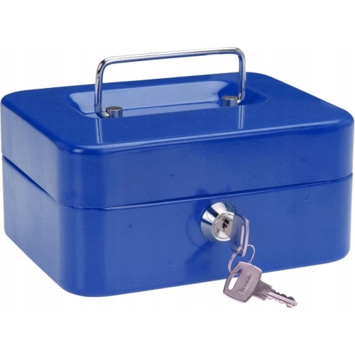 Sejf zamek szyfrowy Kasetka na pieniądze metalowa 12x10x18 cm BŁĘKITNY