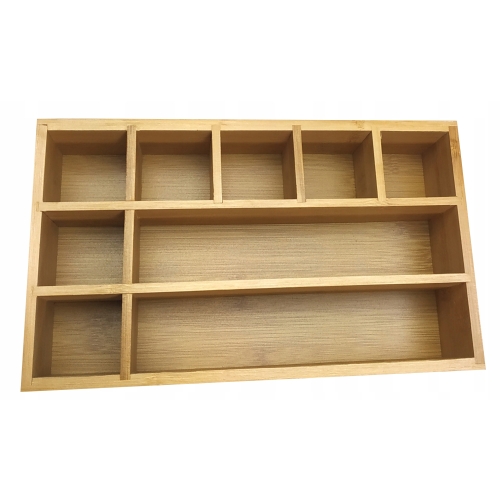 Pudełko organizer bambusowy na biżuterię 9 przegródek duży 24 x 14 x 6 cm