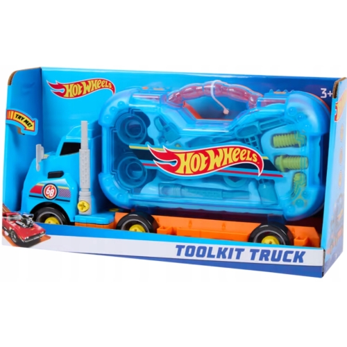 Hot Wheels ciężarówka narzędzia warsztat 13 elem 38 cm z dźwiękiem 3+