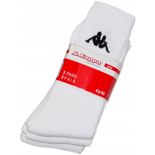 Skarpetki Kappa białe r 43-46 ODDYCHAJĄCE 62% COTTON 36% POLIESTER 3 szt
