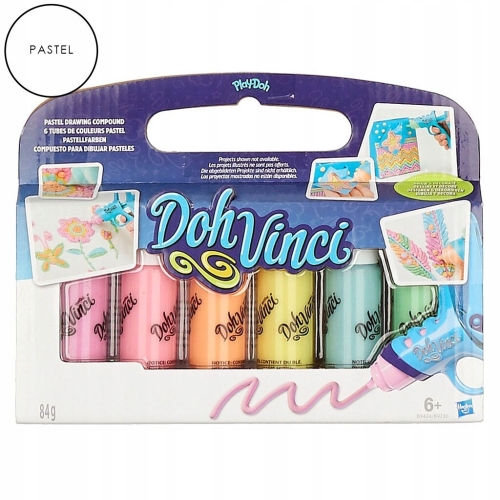 PLAY-DOH CIASTOLINA TUBKI MASA UZUPEŁNIACZ DOH VINCI PASTELOWE 6 KOLORÓW