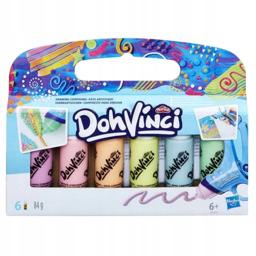 PLAY-DOH CIASTOLINA TUBKI MASA UZUPEŁNIACZ DOH VINCI PASTELOWE 6 KOLORÓW
