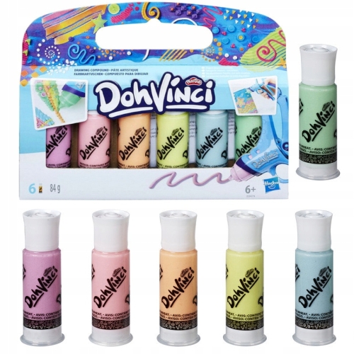 PLAY-DOH CIASTOLINA TUBKI MASA UZUPEŁNIACZ DOH VINCI PASTELOWE 6 KOLORÓW
