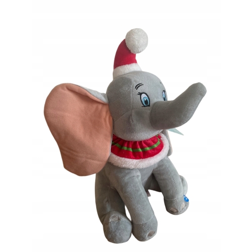 Maskotka Disney Słoń Dumbo siedziący z dźwiękami w Świątecznej czapce 30cm