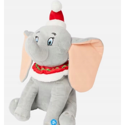 Maskotka Disney Słoń Dumbo siedziący z dźwiękami w Świątecznej czapce 30cm