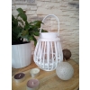 LATARENKA LATARNIA RATTANOWA NA TEALIGHT 14 x 16 CM SZKLANY WKŁAD BIAŁA