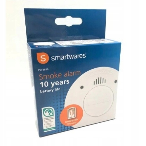 Czujnik tlenku węgla Smartwares alarm dźwiękowy LCD 10 lat GW biały PD-8826