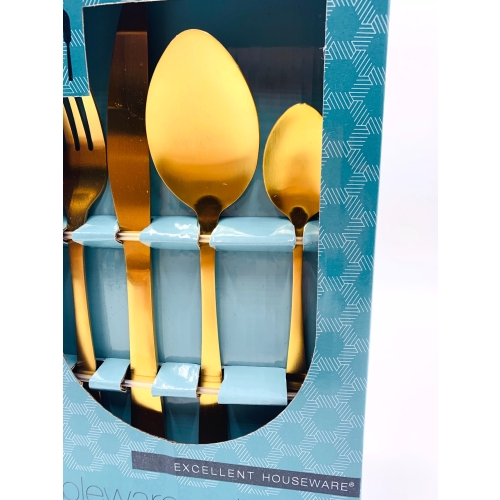 Komplet sztućców firma Excellent Houseware 16 el. Matowe Złoto New Design