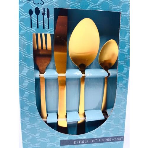 Komplet sztućców firma Excellent Houseware 16 el. Matowe Złoto New Design