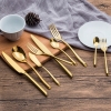 Komplet 16 klasycznych sztućców matowe złoto GLAMOUR dla 4 osób HOME DECOR