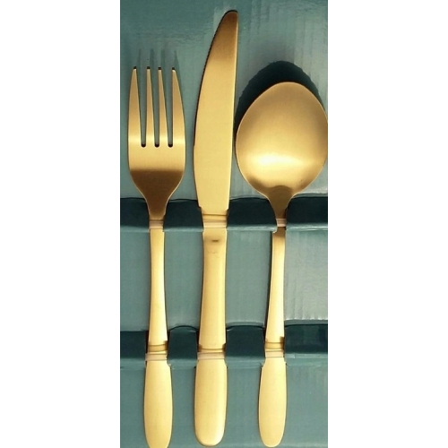 Komplet 16 klasycznych sztućców matowe złoto GLAMOUR dla 4 osób HOME DECOR