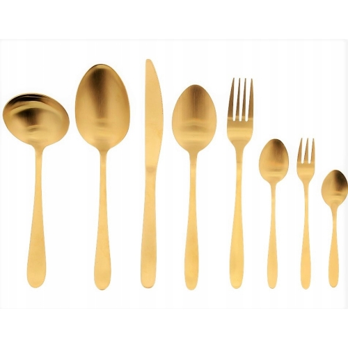 Komplet 16 klasycznych sztućców matowe złoto GLAMOUR dla 4 osób HOME DECOR