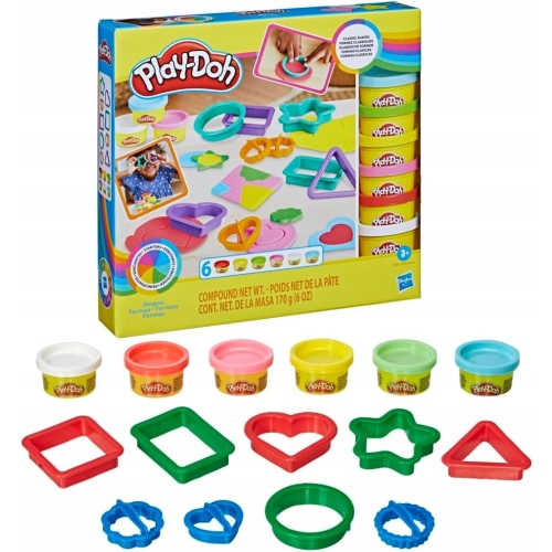 PLAY DOH CIASTOLINA FIGURY GEOMETRYCZNE 6 TUBEK NA PREZENT DLA DZIECI DUŻY