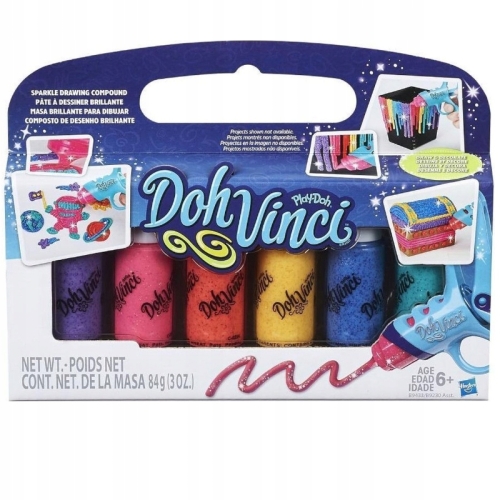 PLAY DOH VINCI CIASTOLINA REZERWOWA MIX TUBKI UZUPEŁNIAJĄCE 6 szt brokatowe