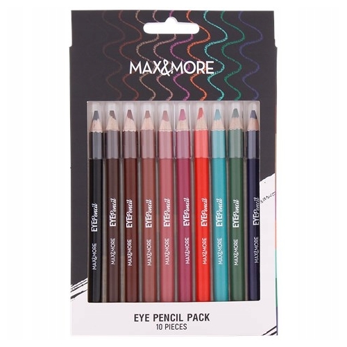 Kredki do oczu MAX&MORE ZESTAW 10 sztuk akcesoria makijażowe różne rodzaje
