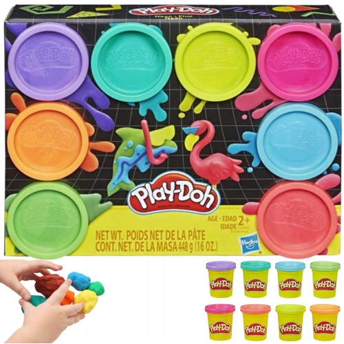 PLAY-DOH CIASTOLINA Zestaw Neonowy 8 tubek E5063 MIX KOLORÓW NA PREZENT