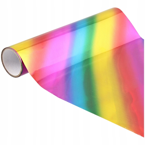 FOLIA DO ZŁOCEŃ NA CIEPŁO RAINBOW WIELOKOLOROWA 150 mm x 300 cm EMBOSSING