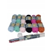 ZESTAW WŁÓCZEK BROKATOWYCH COTTON 6 KOLORÓW 24 SZT + 2X SZYDEŁKA BIG PAKA