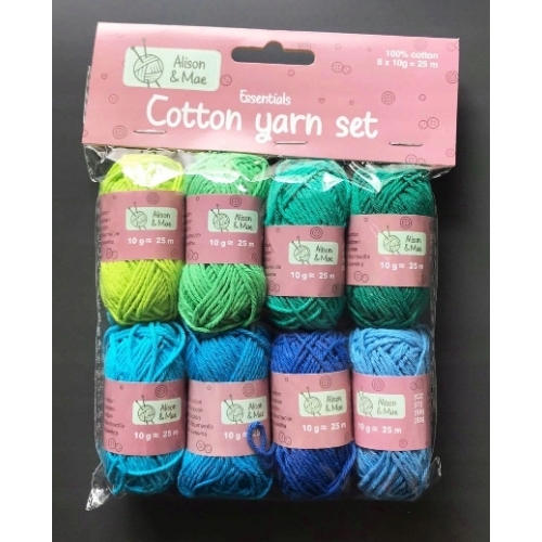 ZESTAW WŁÓCZEK BROKATOWYCH COTTON 6 KOLORÓW 24 SZT + 2X SZYDEŁKA BIG PAKA