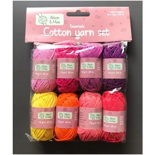 ZESTAW WŁÓCZEK BROKATOWYCH COTTON 6 KOLORÓW 24 SZT + 2X SZYDEŁKA BIG PAKA