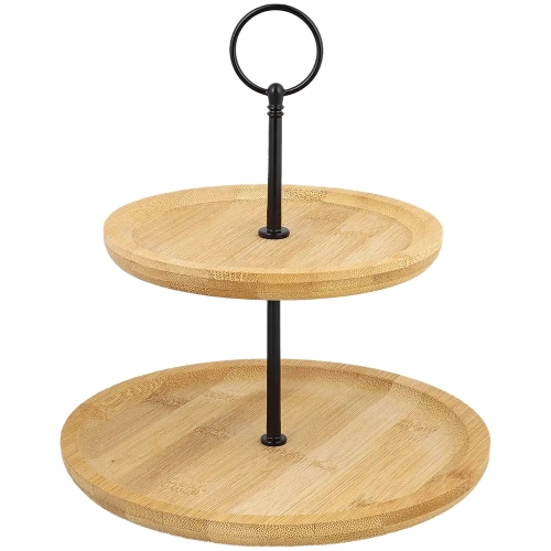 Patera dwupoziomowa z drewna bambusowego wys 23,5cm EXCELLENT prezent